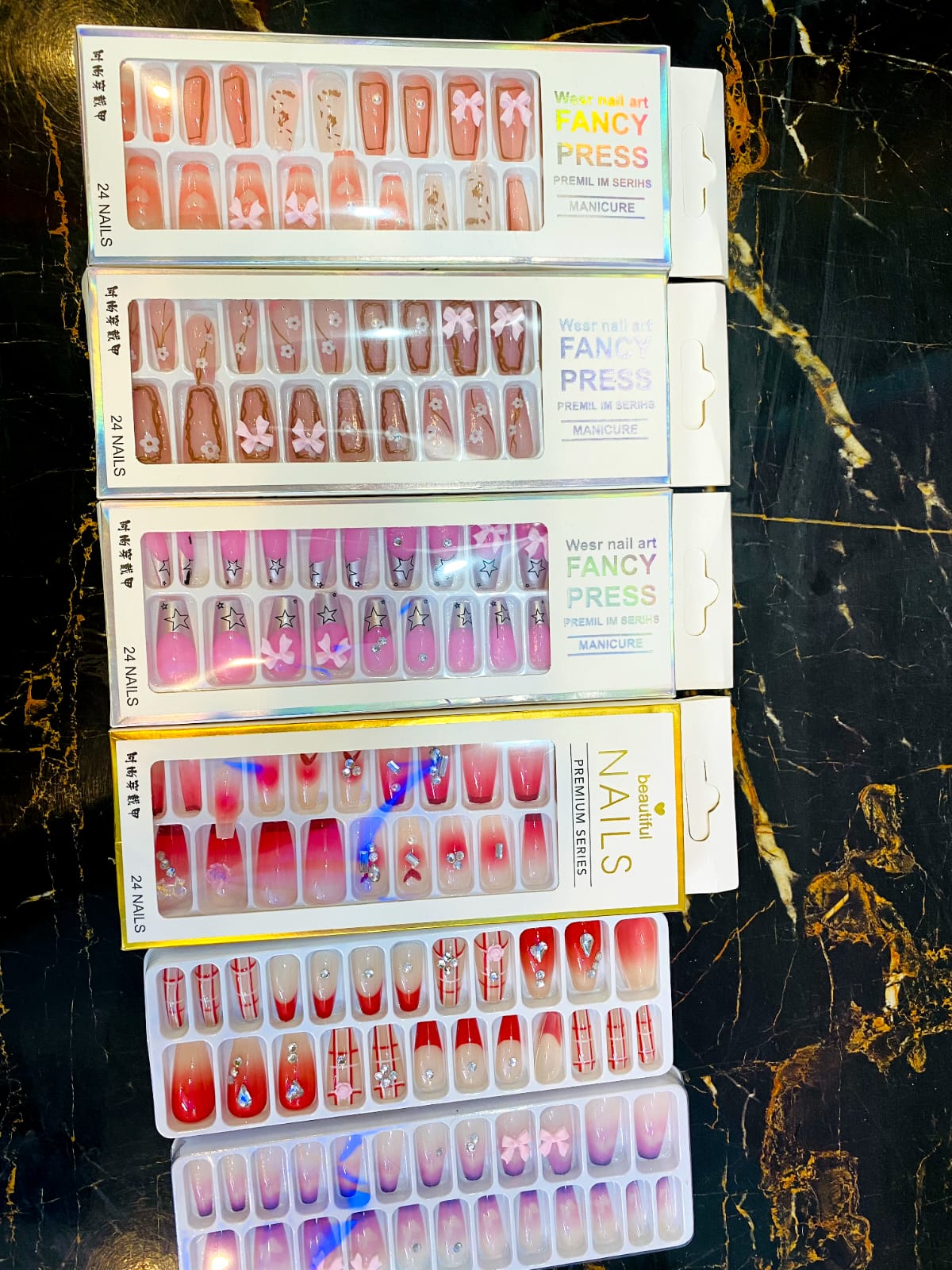 Artificial Nails Pack Of 3 box Nails With Sticker 20% OFF Different Colors