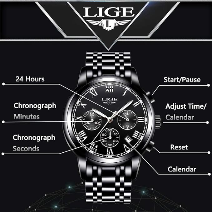 BINBOND Quartz Watch, Color: Black