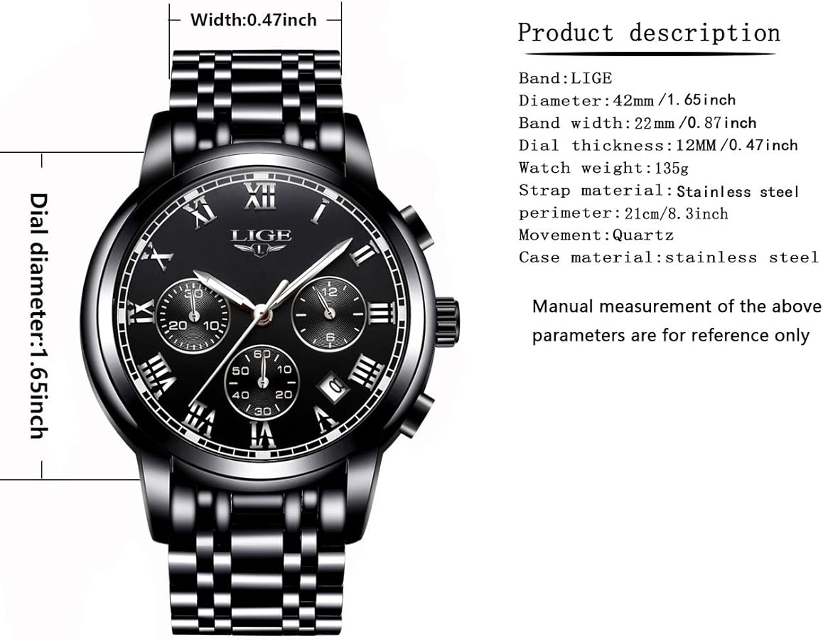 BINBOND Quartz Watch, Color: Black