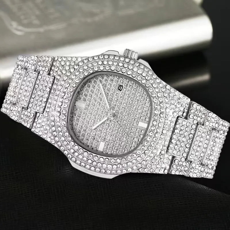 Elegant Luxury Full Diamond Quartz Watch | Premium Box Packing |