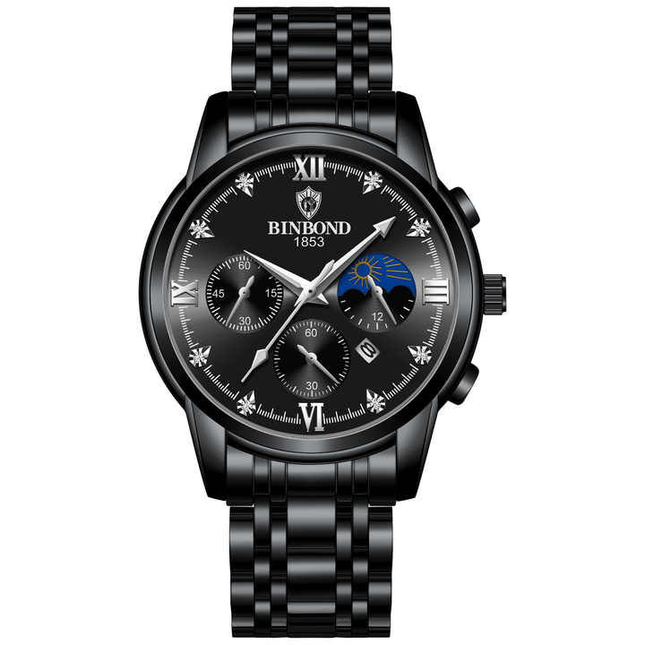 BINBOND Quartz Watch, Color: Black