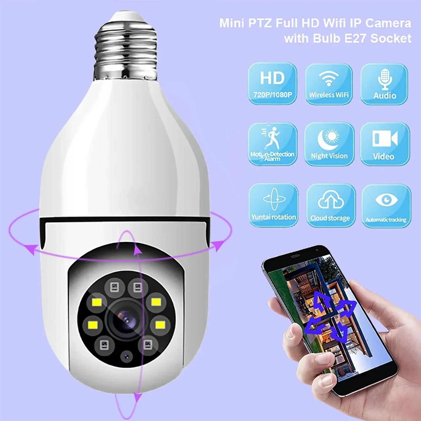 WIFI SMART CAMERA BULB CAMERA 360 ROTATE 4K CAMERA