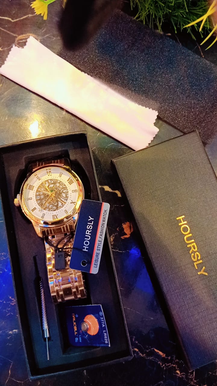 Gold plated Fashion Business Large Dial Calendar Quartz Watch For Men