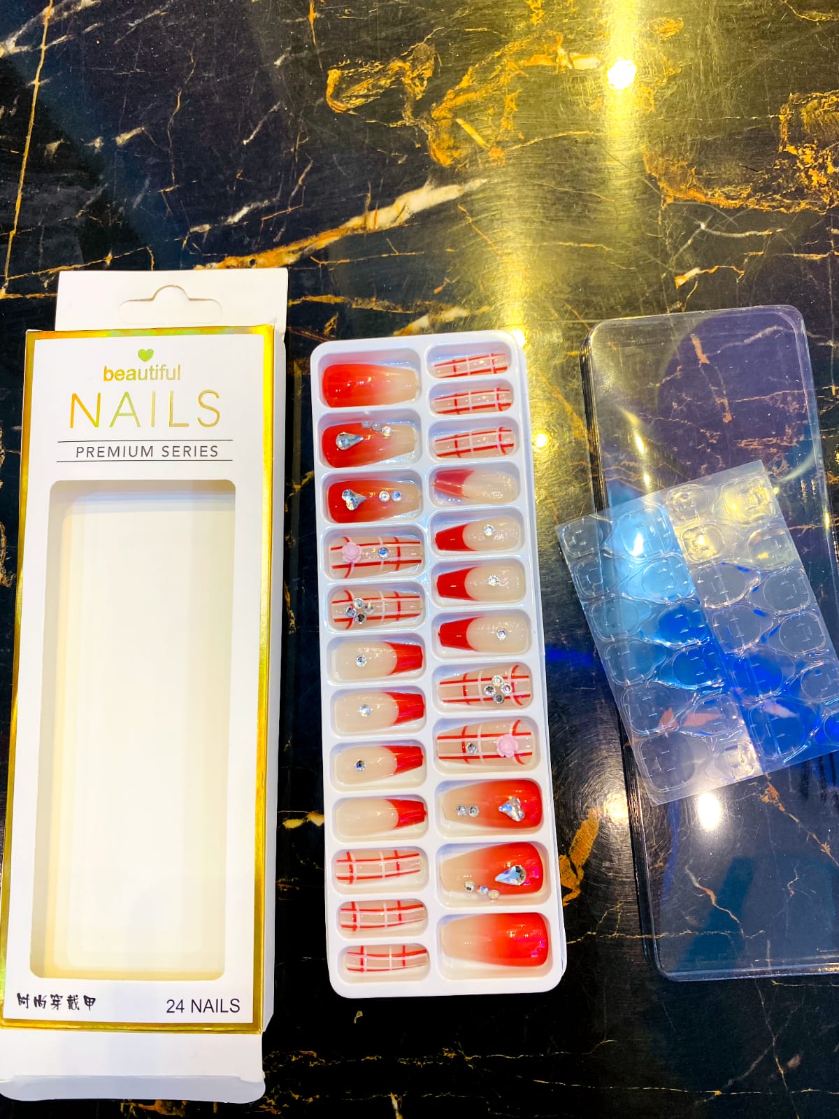 Artificial Nails Pack Of 3 box Nails With  Sticker 20% OFF Different Colors