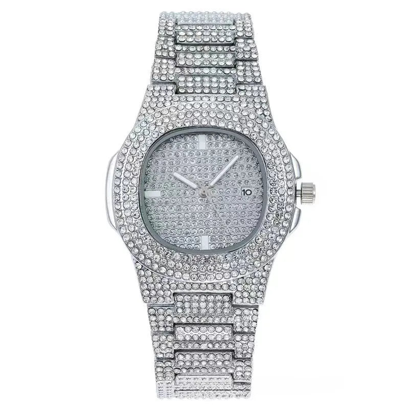 Elegant Luxury Full Diamond Quartz Watch | Premium Box Packing |